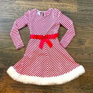 Bonnie Jean Red and White Striped Holiday Dress